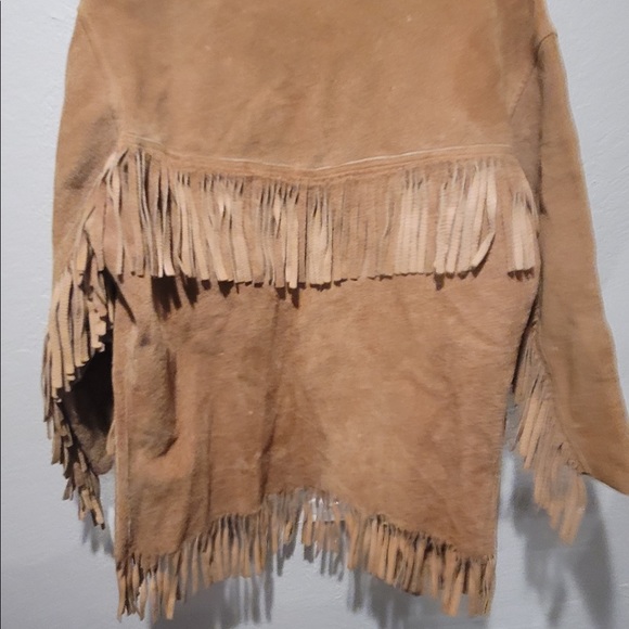 Vintage suede camel tan fringe sweater size medium - Picture 14 of 14
